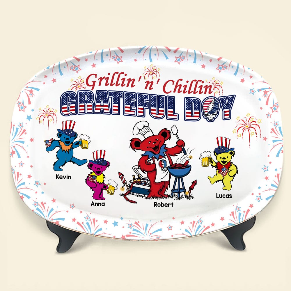 Personalized Grateful Day BBQ Plate - Independence Day Edition Plates PopCulturePrints