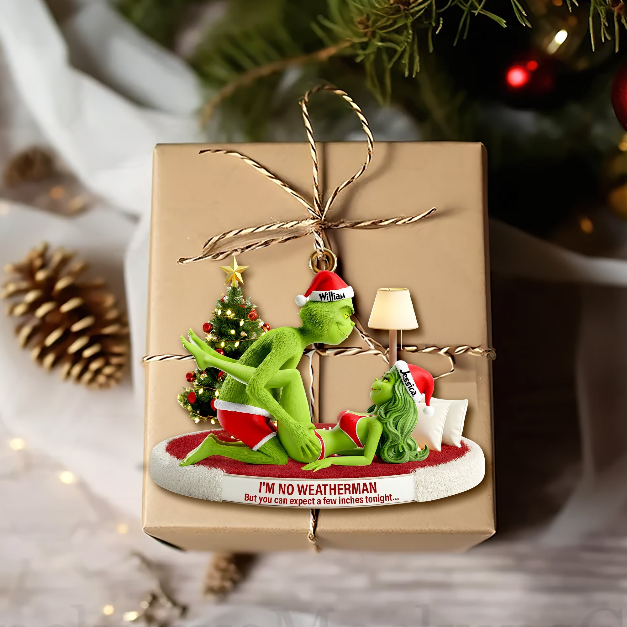 Spice Up Your Holidays: Customized Grinch Couple Ornament - A Unique Gift for Loved Ones Ornament PopCulturePrints