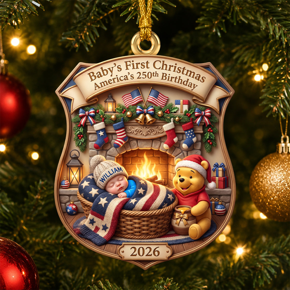 Baby's First Christmas - Personalized 250th Birthday Acrylic Ornament for Newborns