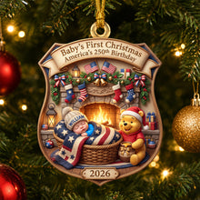 Load image into Gallery viewer, Baby's First Christmas - Personalized 250th Birthday Acrylic Ornament for Newborns
