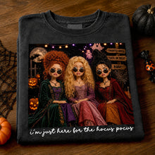 Load image into Gallery viewer, I'm Just Here for the Hocus Pocus - Witchy Halloween Washed Shirt - Personalized Gift for Fans of Spooky Culture
