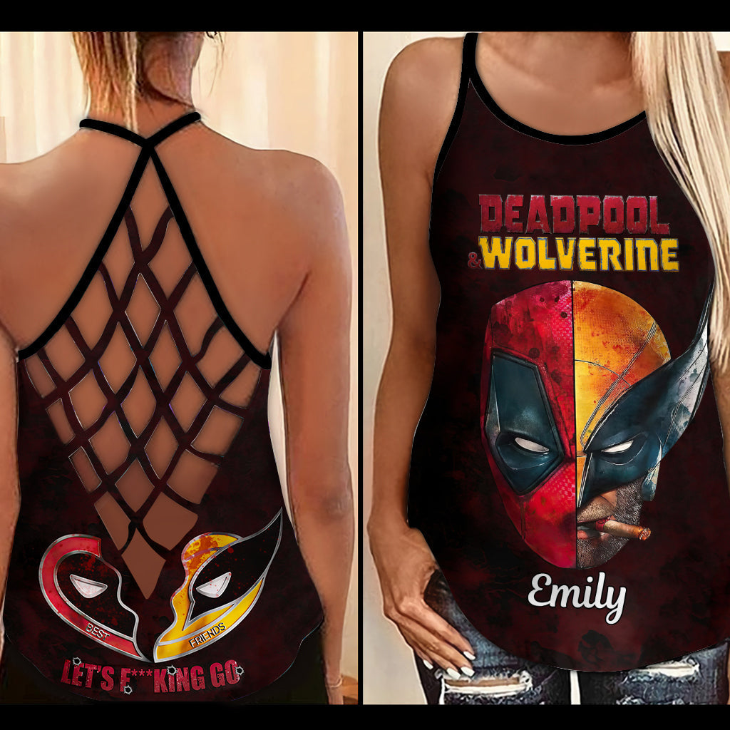 Personalized Deadpool & Wolverine Cross Back Tank Top