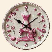 Load image into Gallery viewer, Sewing is My Therapy - Personalized Sewing Room Hanging Wall Clock - Unique Gift for Sewers and Crafters Hanging Wall Clock PopCulturePrints
