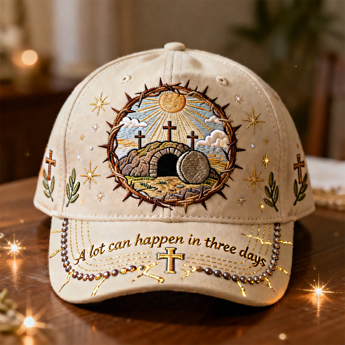 A Lot Can Happen In Three Days - Personalized Easter Gifts for Christians Caps PopCulturePrints