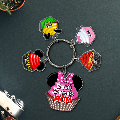 Custom Cupcake Charm Keychain - World's Sweetest Mom Keychains PopCulturePrints