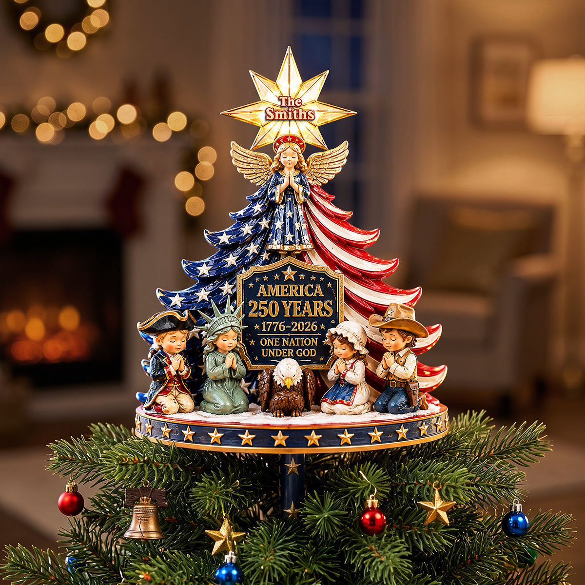 A Pray For America Christmas Tree Topper - Personalized Gifts For Patriots 03QHTA220826 Ornament PopCulturePrints