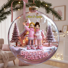 Load image into Gallery viewer, &quot;Besties Forever!&quot; – Personalized Girly Friendship Acrylic Ornament - Custom Gift for Friends, Sisters, BFFs Ornament PopCulturePrints
