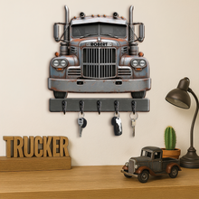 Load image into Gallery viewer, Keep on Truckin' - Personalized Truck Key Hanger for Truckers Wood Sign PopCulturePrints
