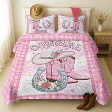 Load image into Gallery viewer, “Embrace Your Inner Cowgirl” - Rustic Cowgirl Quilt Bedding Set - Personalized Gifts for Cowgirls Bedding Set PopCulturePrints
