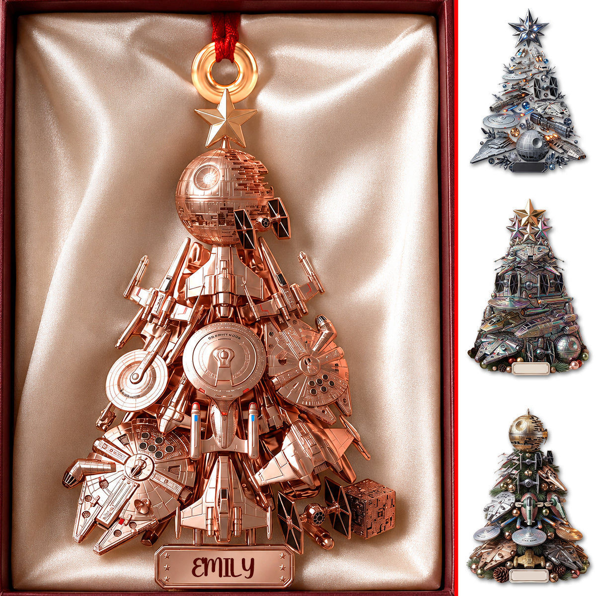 Celebrate the Universe: Cosmic Christmas Tree Ornament - Personalized Gift for Sci-Fi Lovers