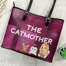 Load image into Gallery viewer, The Catmother - Personalized Leather Tote Bag for Cat Lovers Leather Tote Bag PopCulturePrints
