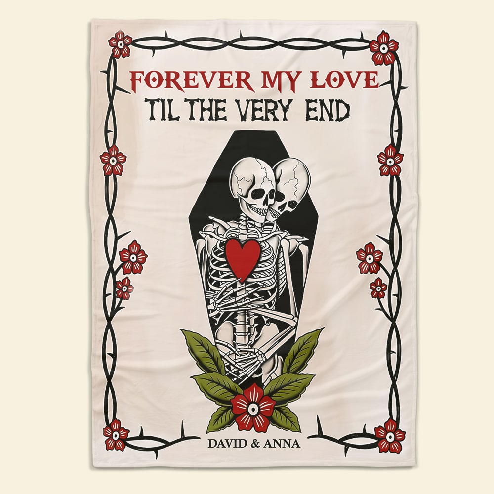 Forever My Love Skeleton Blanket for Couples Blanket PopCulturePrints