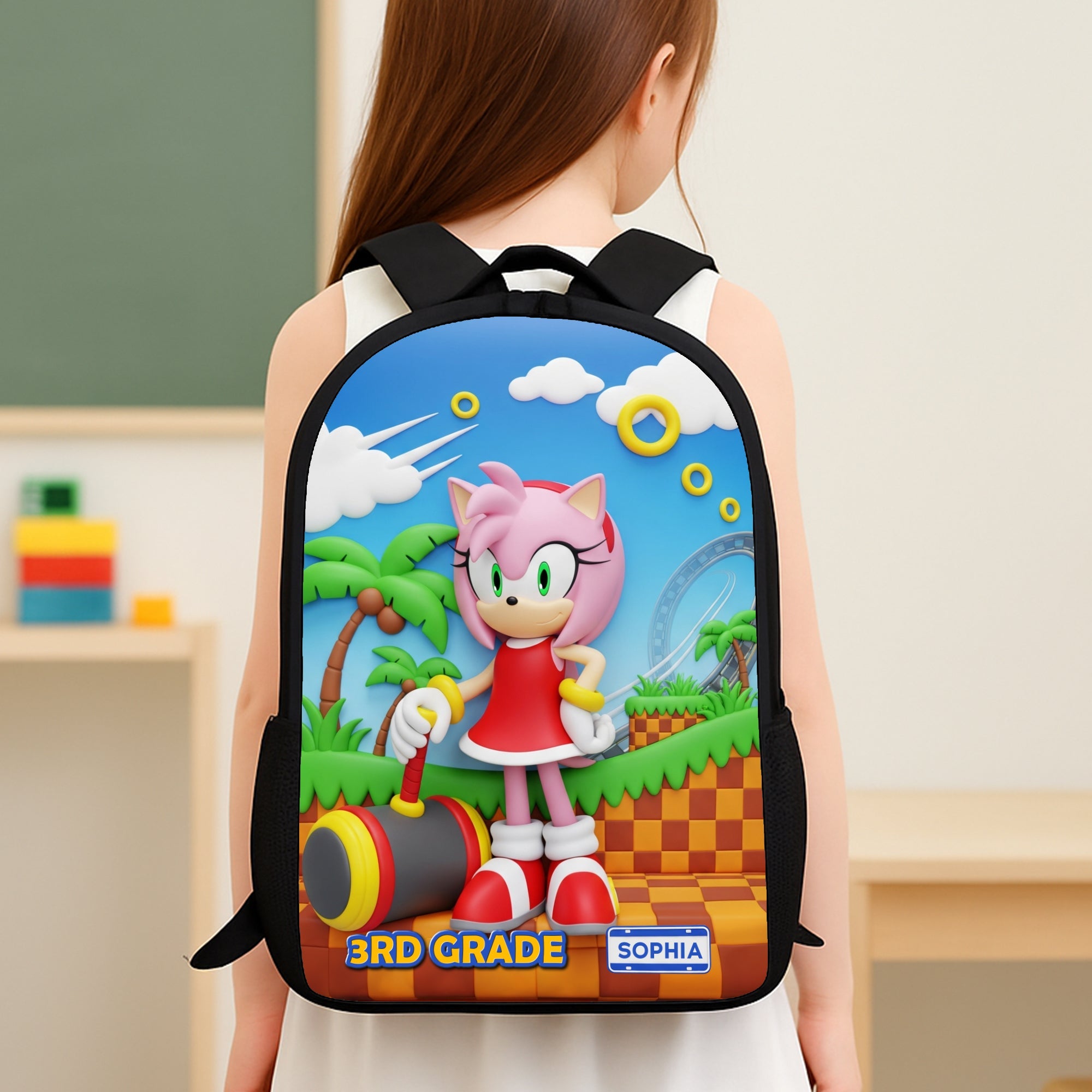 “Speed into Adventure!” Personalized Power Up Characters School Bag for Kids - Ideal Custom Gift for Birthdays and Back to School Backpack PopCulturePrints