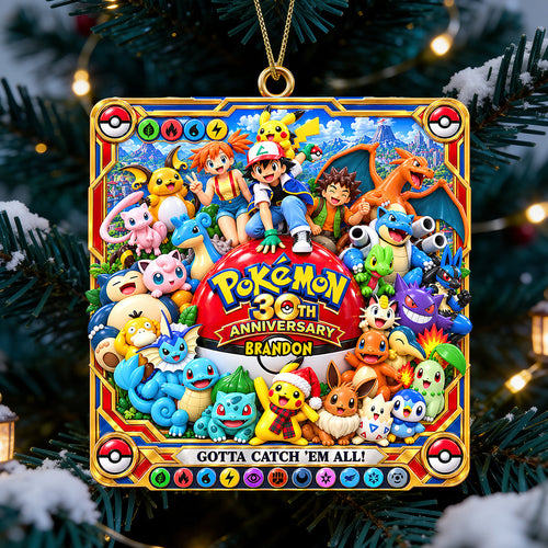 “Gotta Catch 'Em All!” Celebrate with the 30th Anniversary Colorful Creature Ornament - Personalized Christmas Gifts Ornament PopCulturePrints