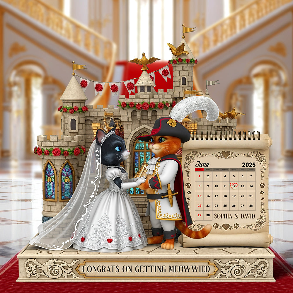 Congrats on Getting Meowwied - Custom Cat Couple Wedding Acrylic Plaque Shaped Plaques PopCulturePrints