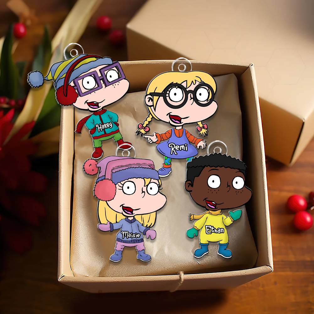 Personalized Kids Cartoon Christmas Ornament - Custom Name Gift Ornament PopCulturePrints