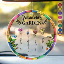 Load image into Gallery viewer, &quot;Grandma&#39;s Garden: A Blossoming Memory&quot; - Personalized Acrylic Car Hanger - Gift for Grandma, Mom &amp; Loved Ones Acrylic Car Hanger PopCulturePrints
