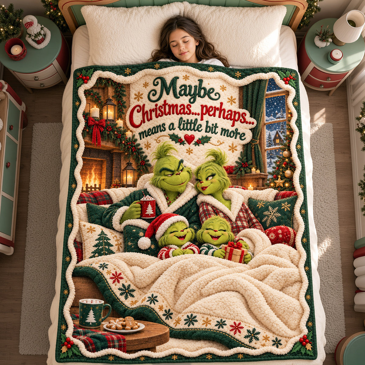 “Maybe Christmas…perhaps means a little bit more” - Playful Family Blanket, Personalized Gift for Family Blanket PopCulturePrints