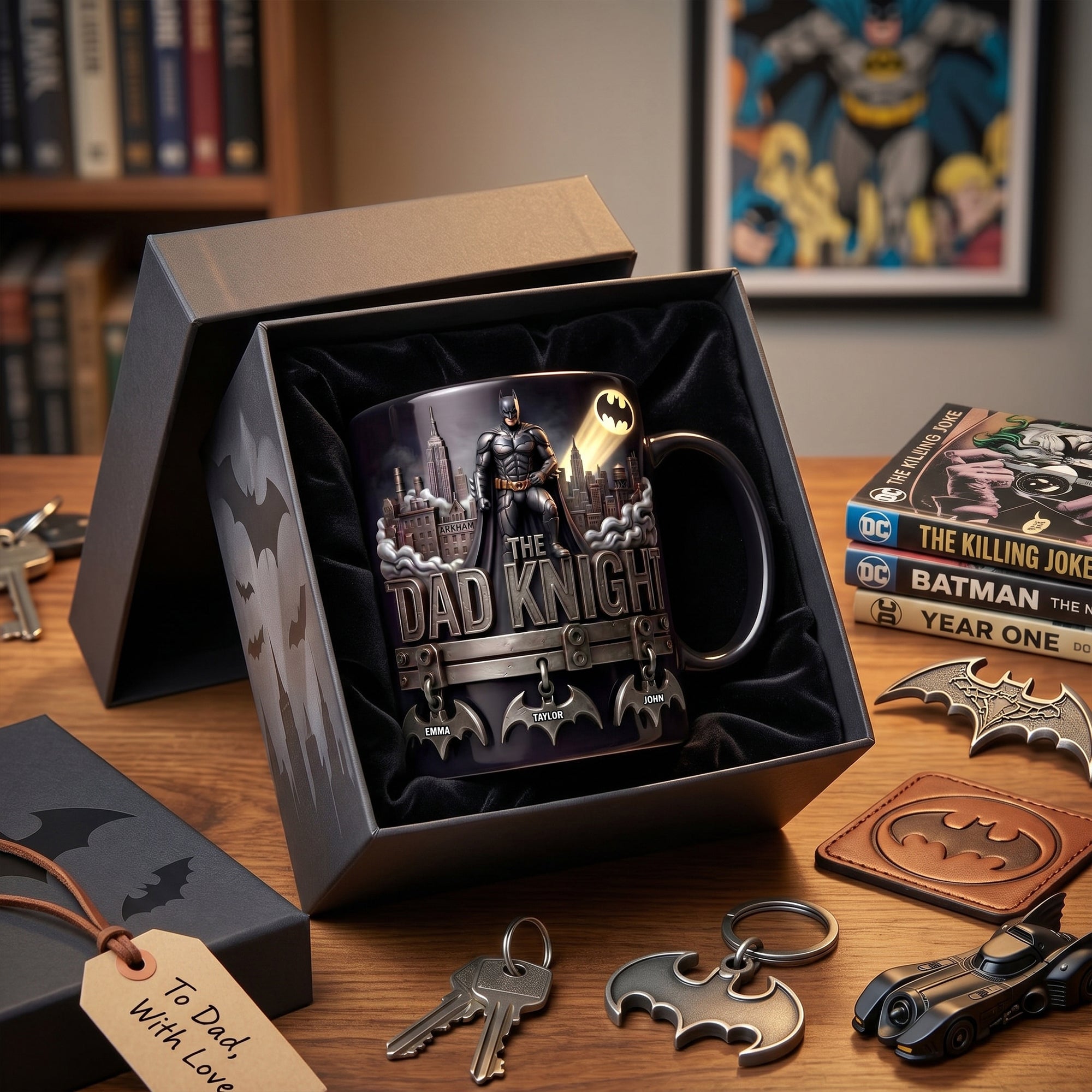 “The Dad Knight – A Hero in Every Sip” - Personalized Magic Mug for Dad and Kids - Perfect Father's Day Gift Coffee Mug PopCulturePrints