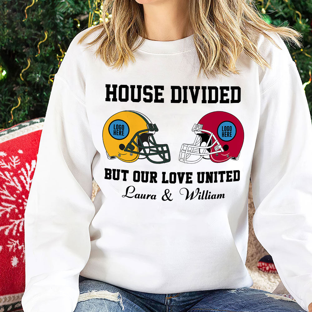 Customizable Couple Shirt for American Football Fans - House Divided Design