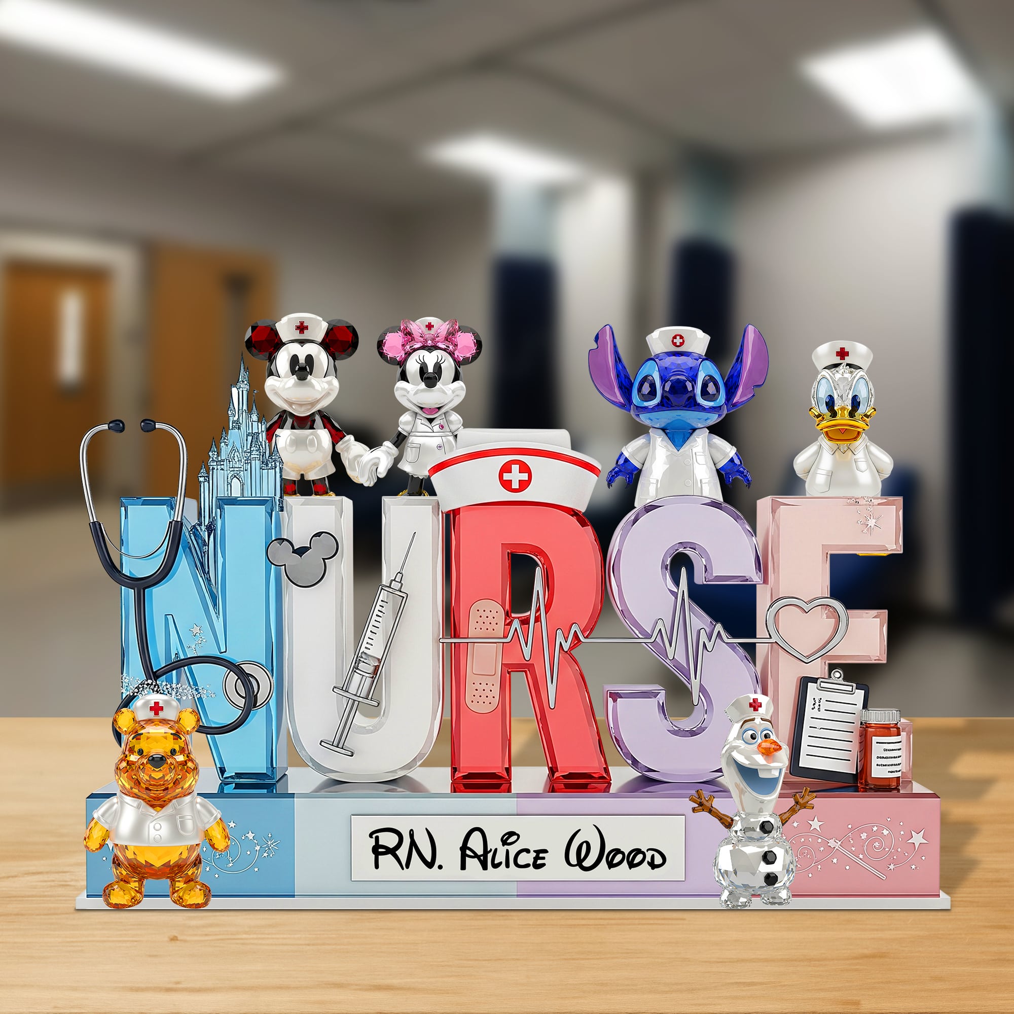 Nurse's Heart: Celebrate Caring - Personalized Cartoon Nurse Plaque Shaped Plaques PopCulturePrints