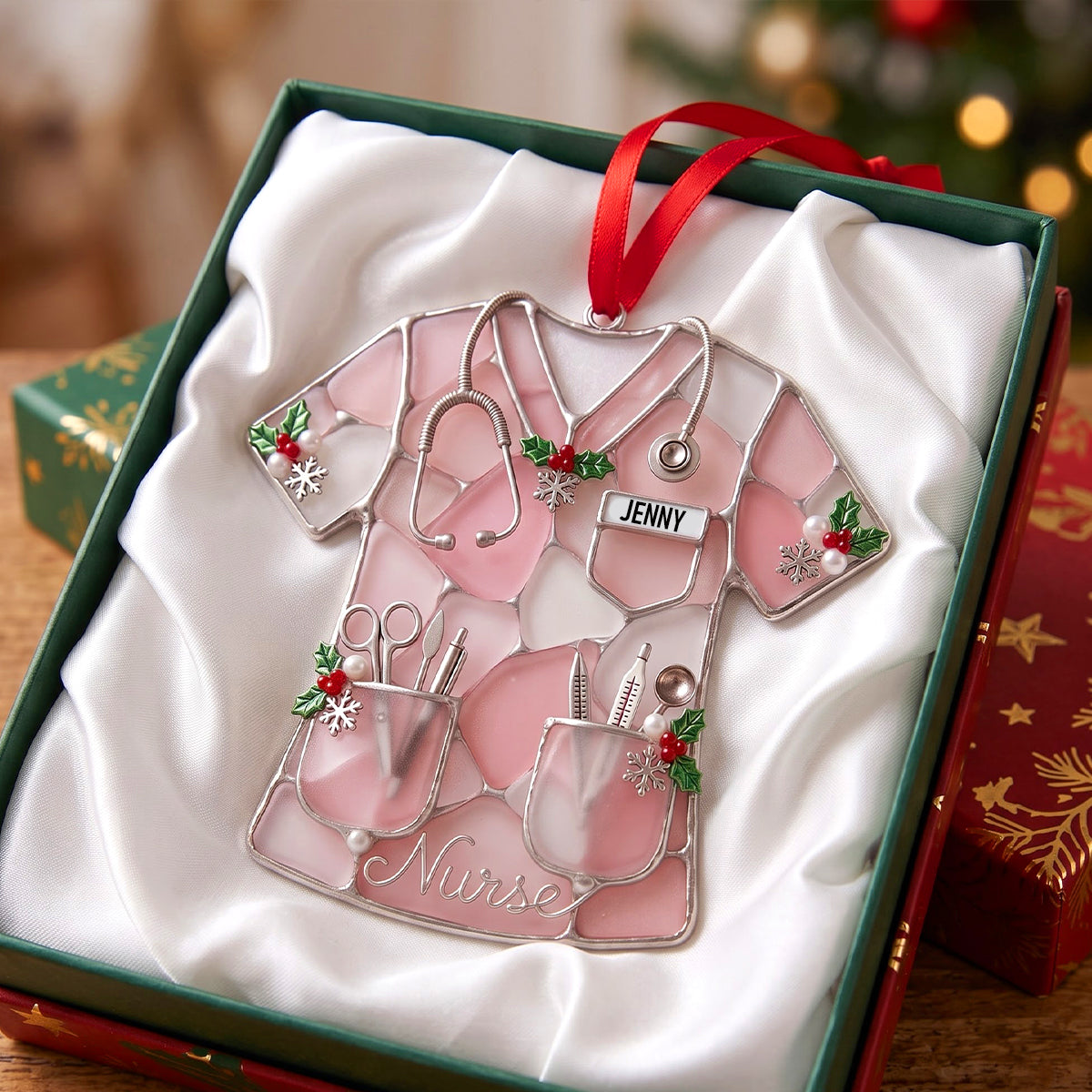 Sea Glass-Style Nurse Scrub Christmas Ornament - Personalized Christmas Gift For Nurse 01pgtn141026 Ornament PopCulturePrints