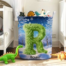 Load image into Gallery viewer, Personalized Christmas Alphabet Laundry Basket - Green Furry Design Laundry Basket PopCulturePrints
