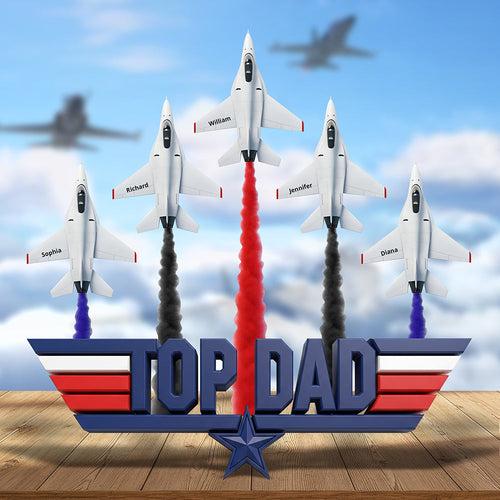 “Top Dad: Soar Above the Rest” - Personalized Acrylic Plaque for Dad, Grandpa, Gifts for Father's Day Shaped Plaques PopCulturePrints