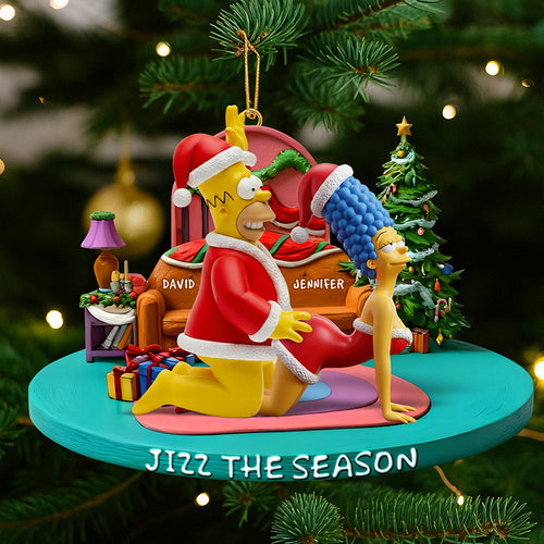 “Jizz the Season” – Mischievous Couple Fun Christmas Ornament - Personalized Gift for Couples Ornament PopCulturePrints
