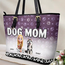 Load image into Gallery viewer, &quot;Celebrate Your Love for Dogs&quot; - Personalized Leather Tote Bag - Gift for Dog Moms, Grandmas, and Pet Lovers Leather Tote Bag PopCulturePrints
