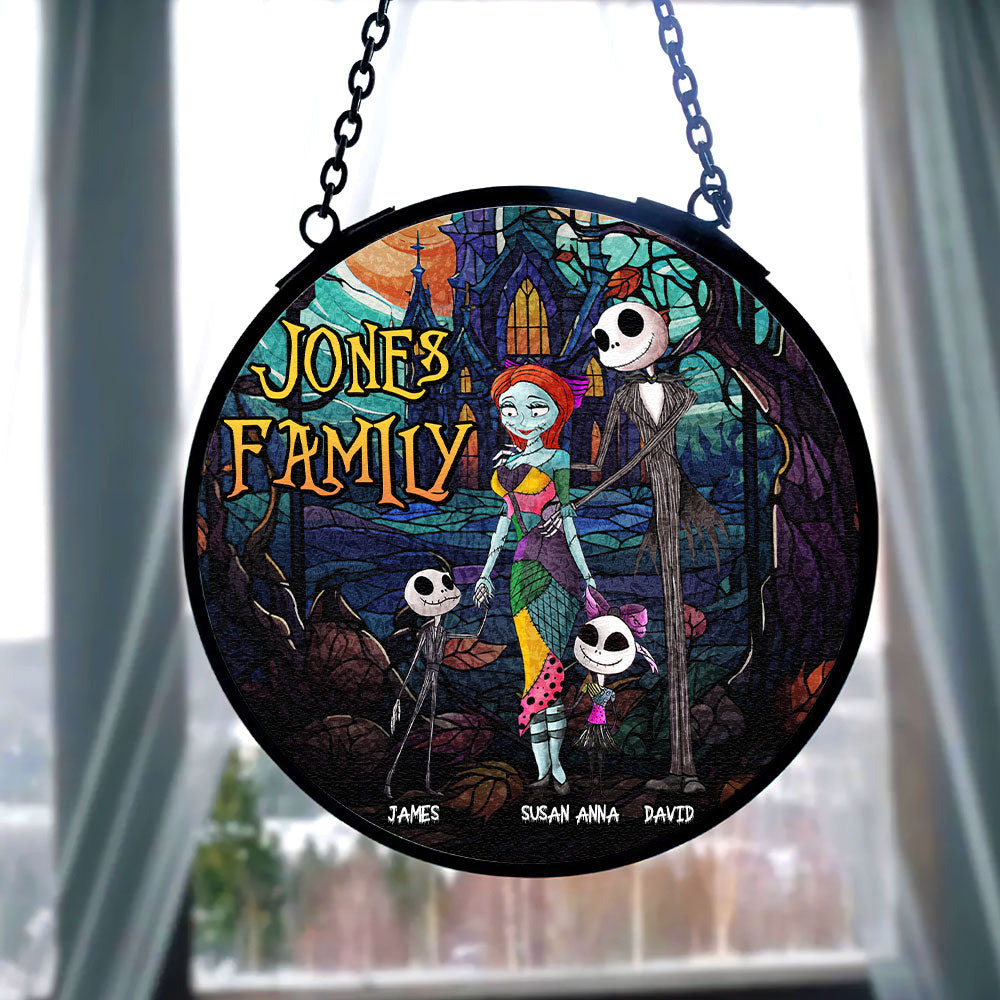 Personalized Spooky Family Suncatcher Ornament - Halloween Themed Gift