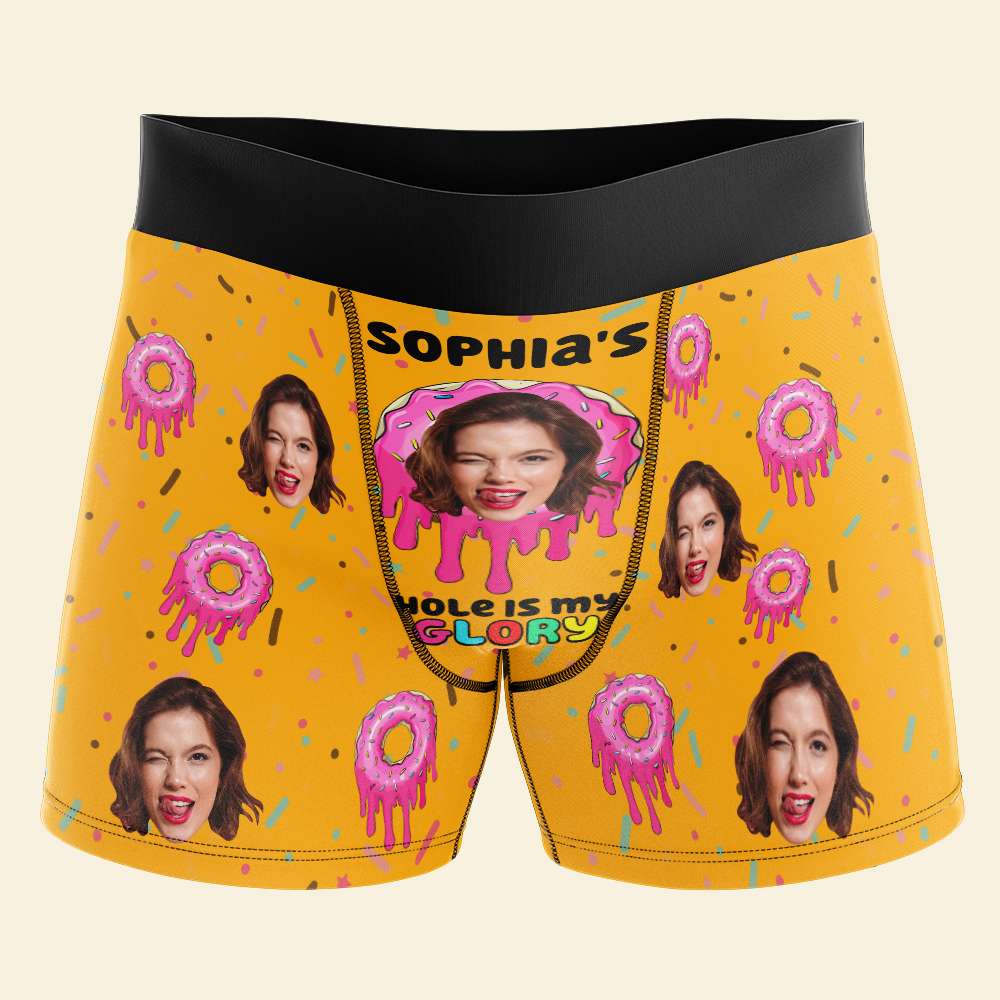 Personalized Donut Themed Men's Boxer Briefs - Custom Face Printing Underwear