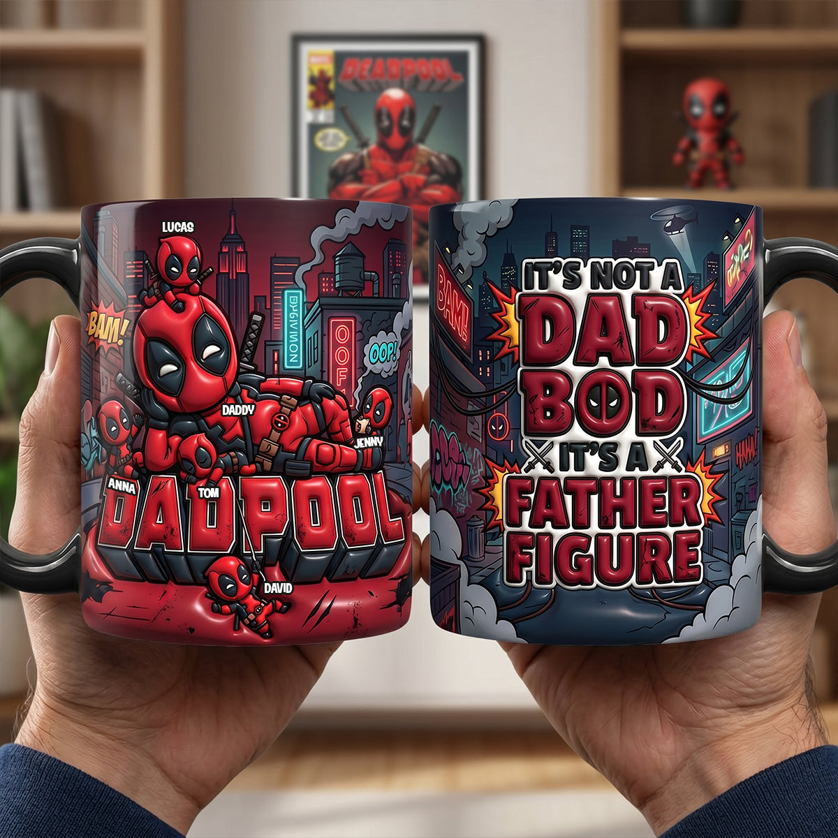 “It’s Not a Dad Bod, It’s a Father Figure” - Hero Dad Bod Accent Mug - Custom Gift for Dads, Grandpas & Father Figures Coffee Mug PopCulturePrints