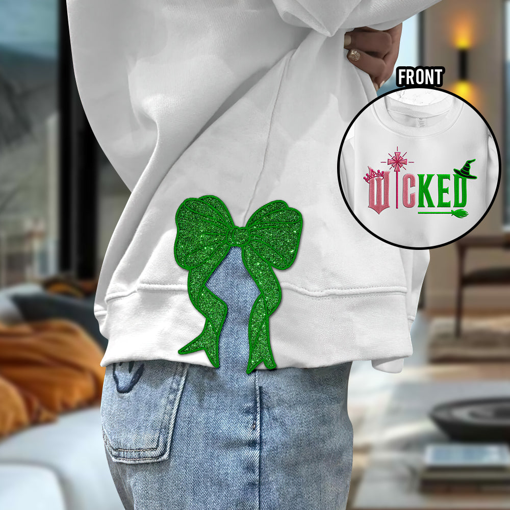 Wicked Glitter Embroidered Sweatshirt with Side Bow