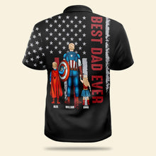Load image into Gallery viewer, Custom Superhero Family 3D Polo Shirt for Dad - Best Dad Ever Polo Shirts PopCulturePrints
