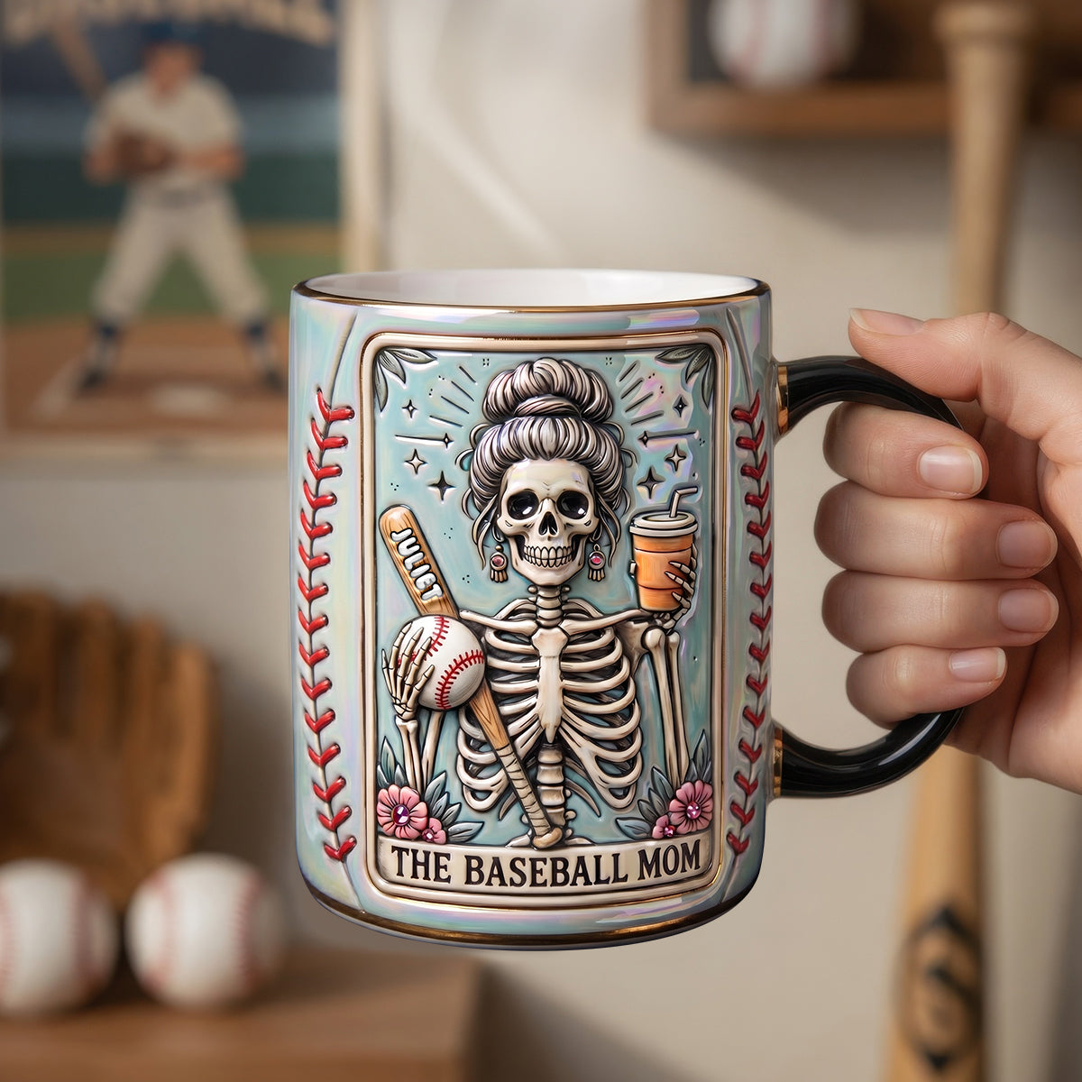 "Embrace the Spirit of the Game!" - Fun Waiting Baseball Mom Tarot Card Magic Mug - Personalized Gift for Baseball Moms, Grandma, and More Coffee Mug PopCulturePrints