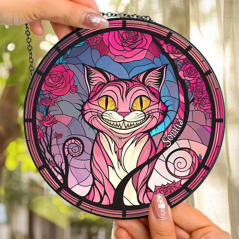 Personalized Halloween Stained Glass Cat Lover Gift - Horror Cat