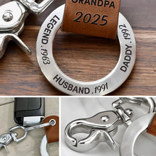 Load image into Gallery viewer, Legend Husband Dad Papa I Just Get Better - Personalized Leather Coordinates Keychain Leather Coordinates Keychain PopCulturePrints
