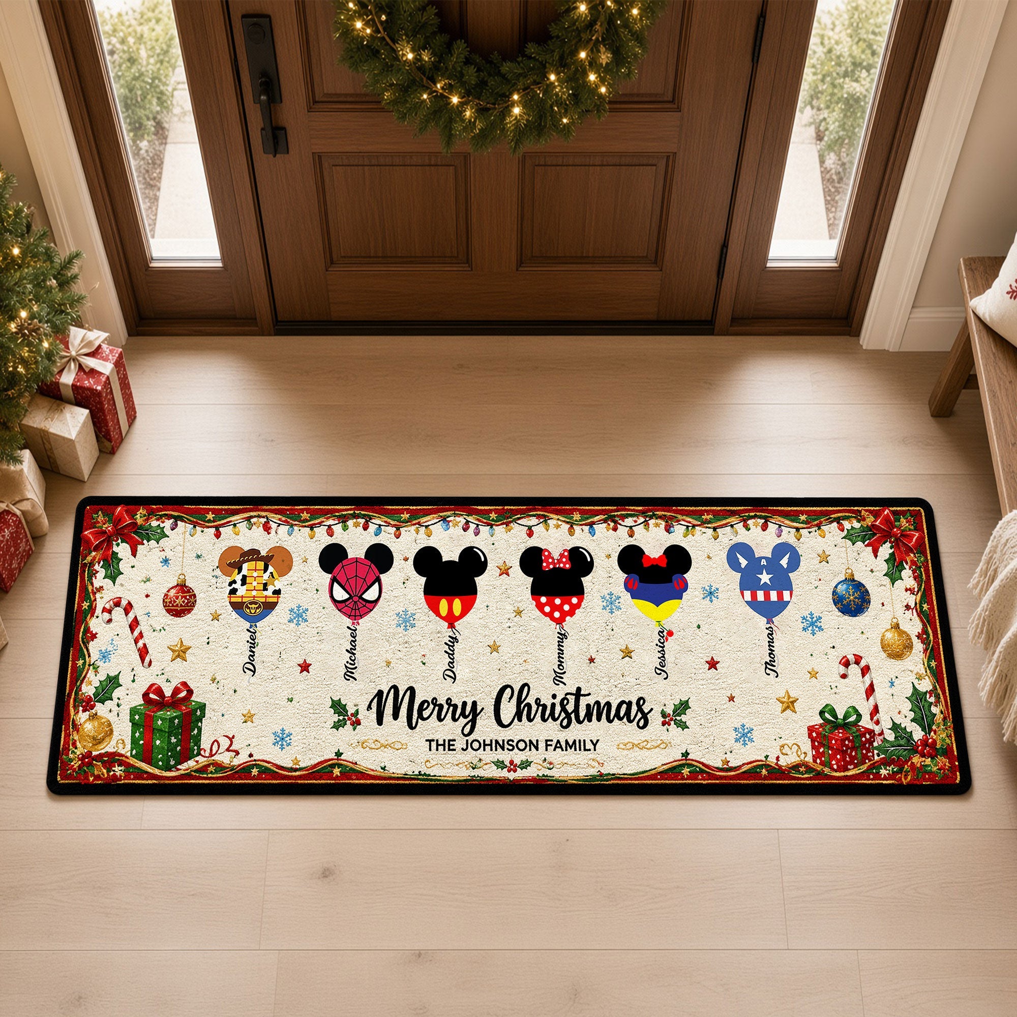 Create Lasting Memories with Our Colorful Balloon Family Runner Rug – Personalized Gifts for Every Family