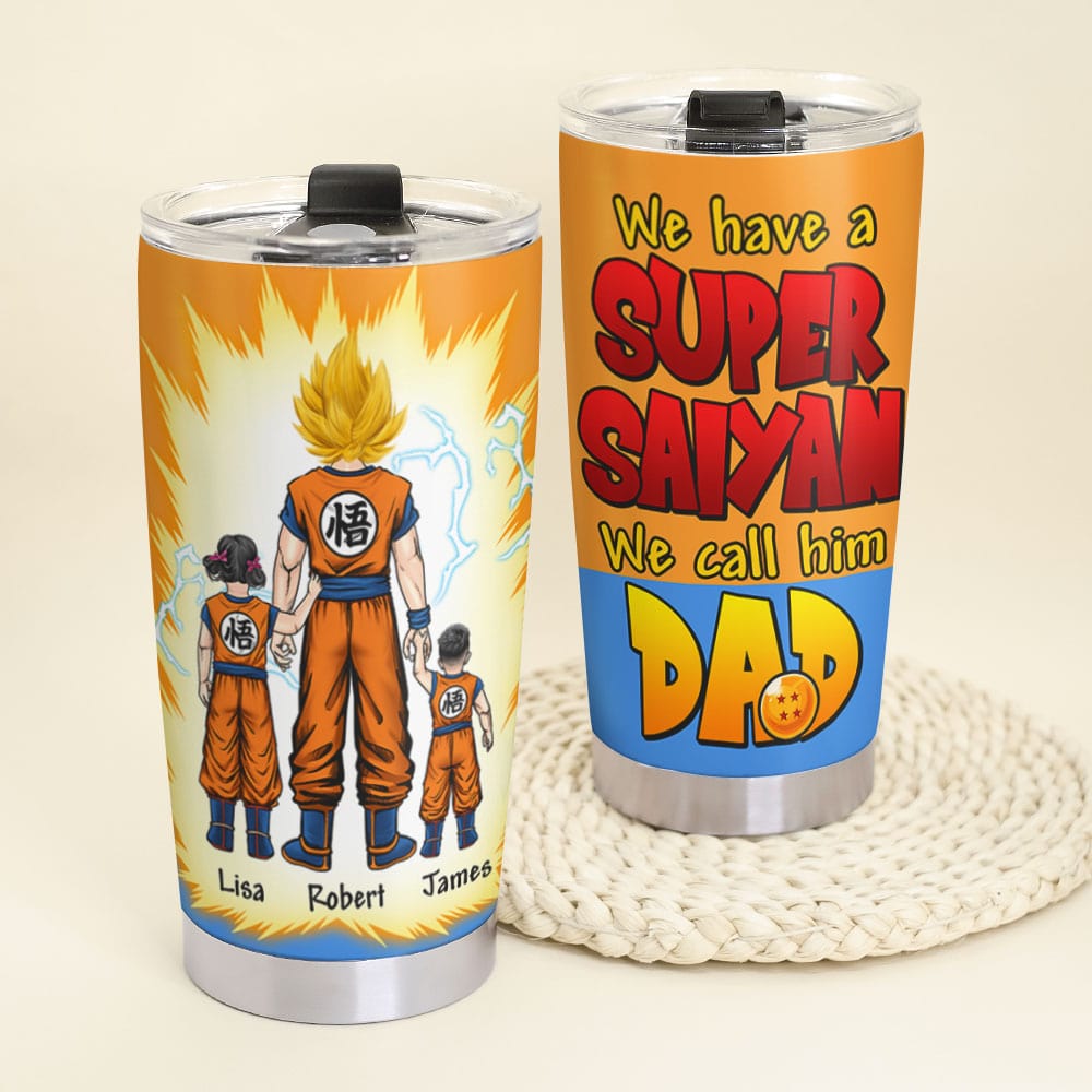 Personalized Super Dad Tumbler - Custom Names Tumbler Cup PopCulturePrints