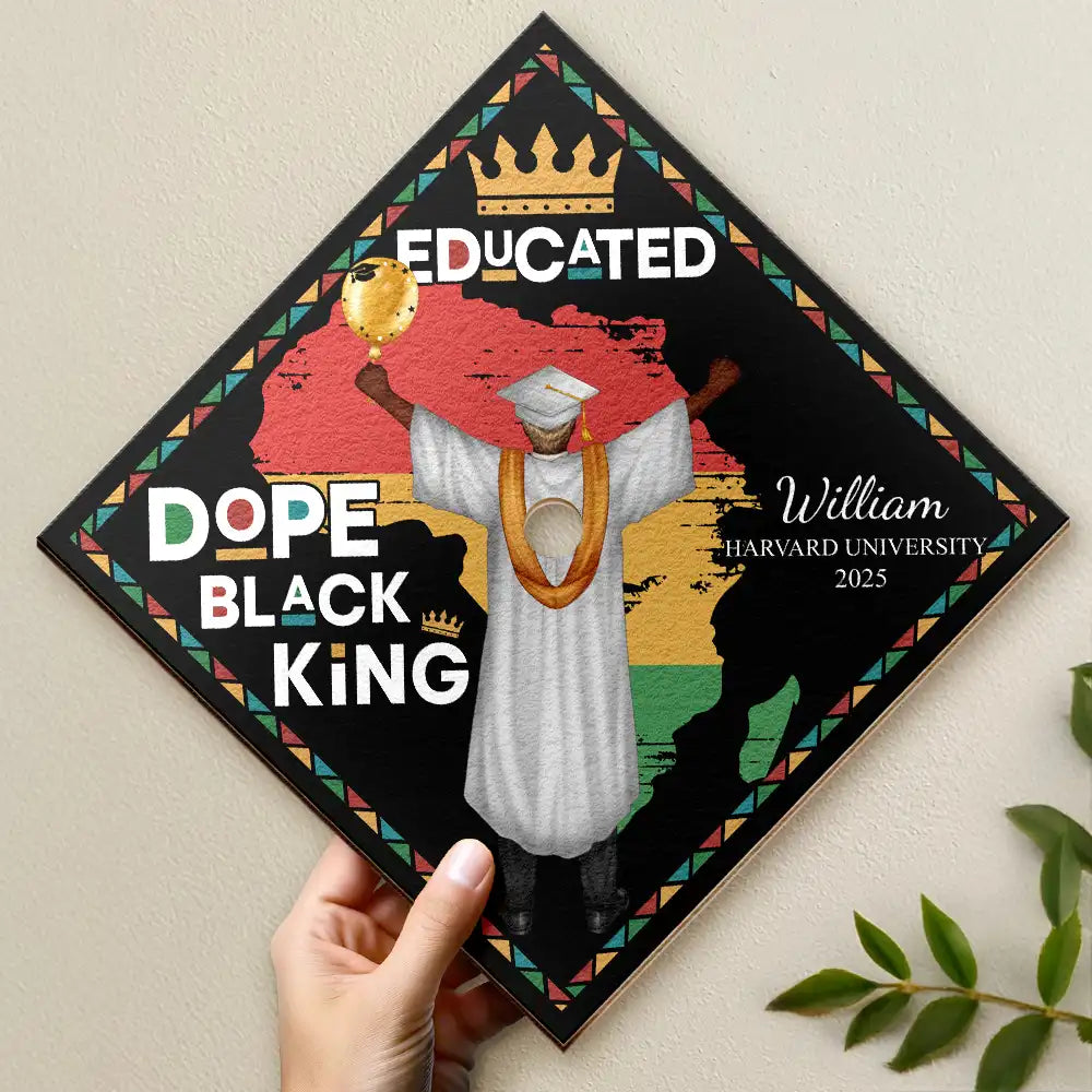 Celebrate Your Achievement - Dope Black King Queen - Personalized Graduation Cap Topper Graduation Cap Topper PopCulturePrints