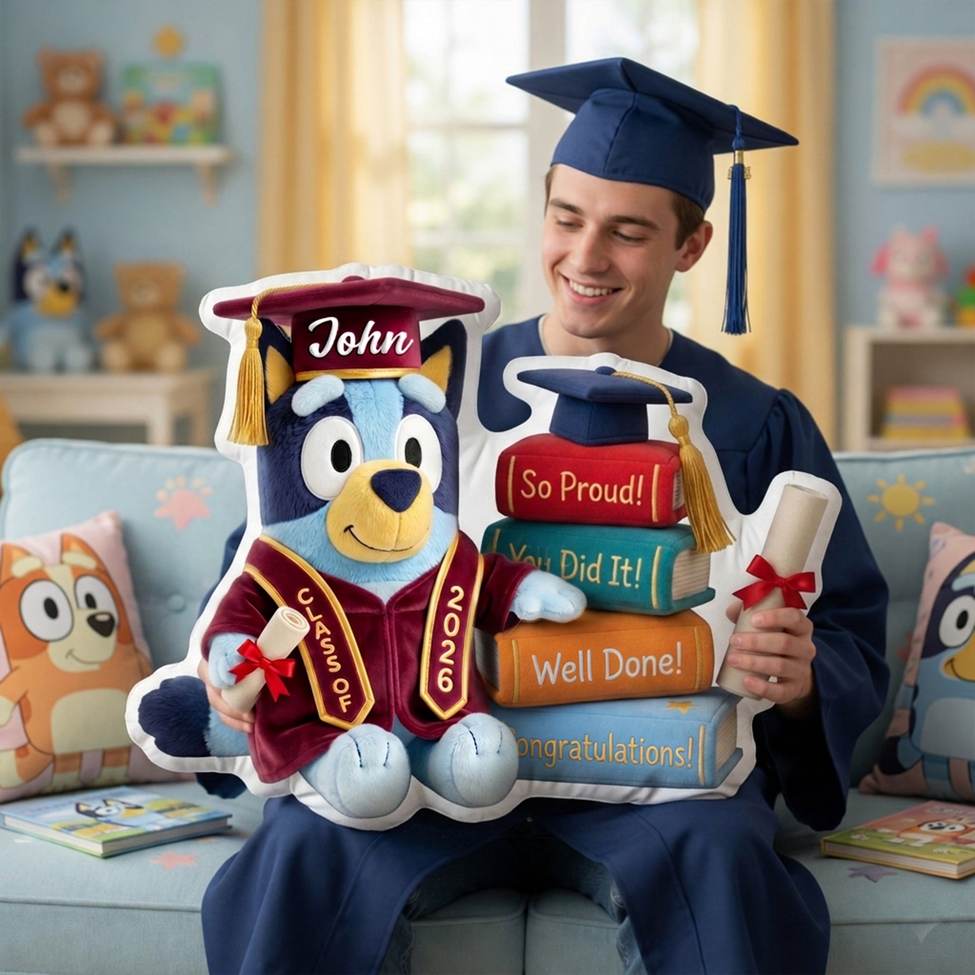 Congrats Graduate Shaped Pillow - Personalized Gift for Graduation Pillow PopCulturePrints