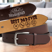 Load image into Gallery viewer, Customizable &#39;Best Dad Ever&#39; Secret Message Men&#39;s Belt Belts PopCulturePrints

