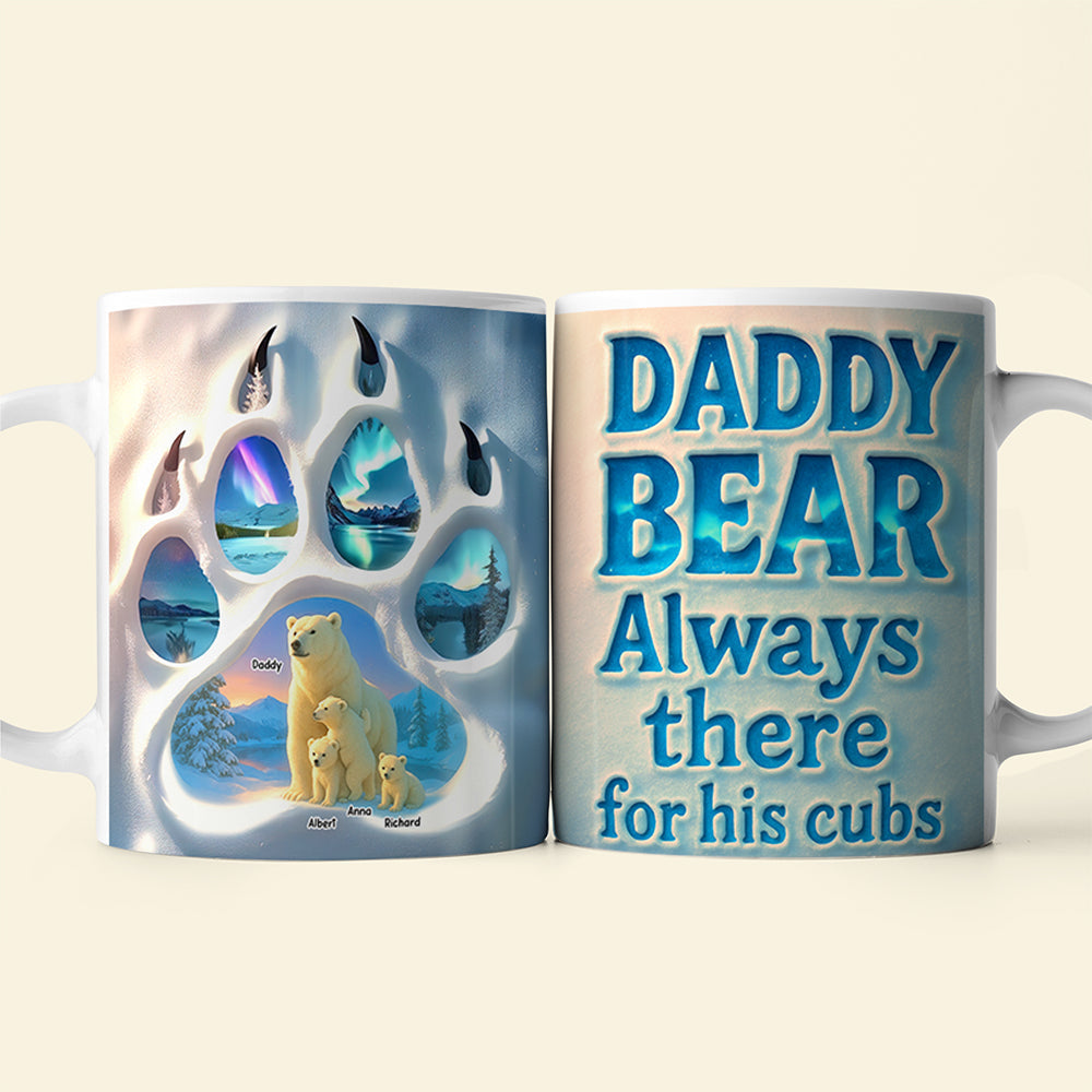 "Daddy Bear Always There for His Cubs" - Personalized Coffee Mug - Gift for Dad, Grandpa, Family Coffee Mug PopCulturePrints