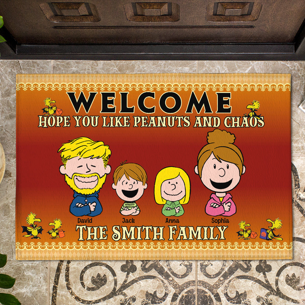 Personalized Peanuts Family Welcome Doormat