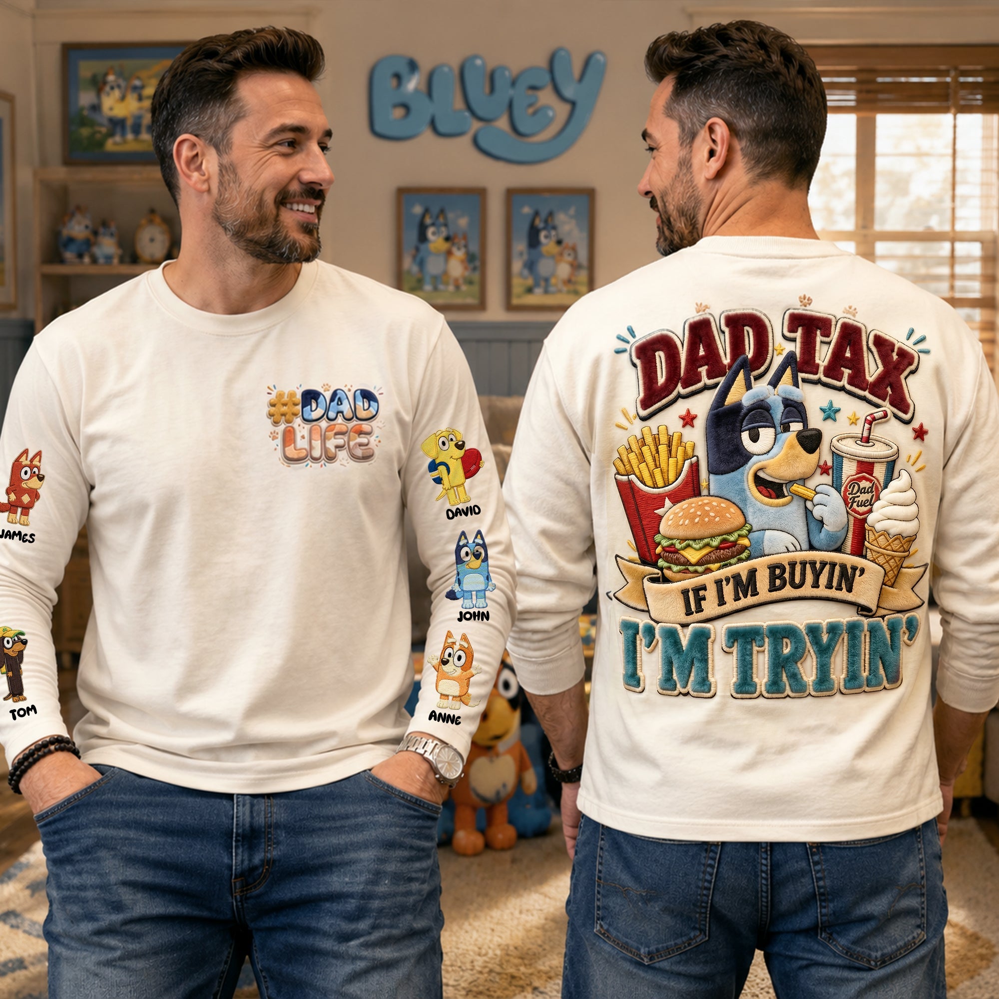 “Dad Tax: If I'm Buyin', I'm Tryin'” - Personalized Dad Shirt - Perfect Gift for Dads and Grandpas