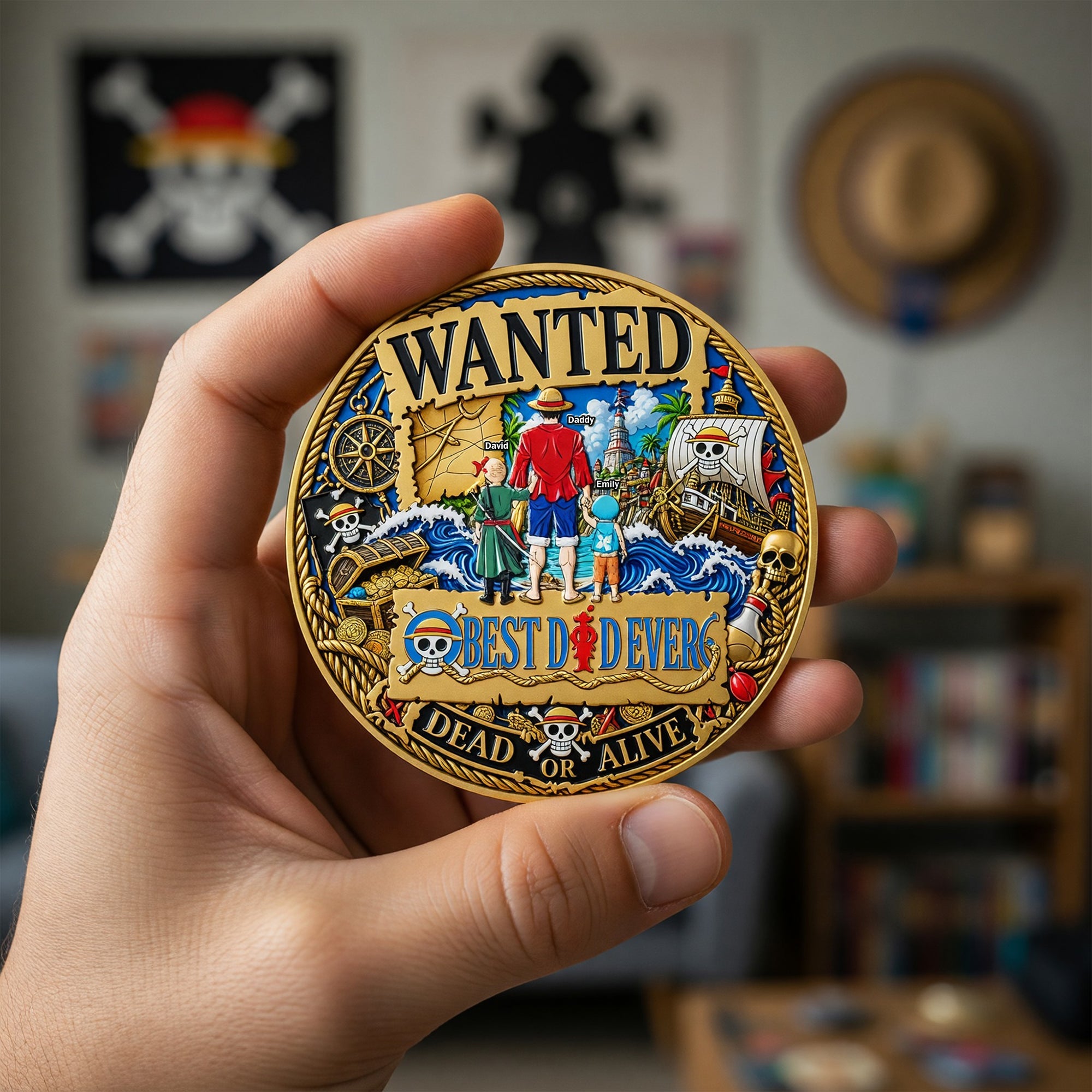 “Best Dad Ever” - Personalized Anime Printed Metal Coin - Unique Gift for Dad & Grandpa Coin PopCulturePrints