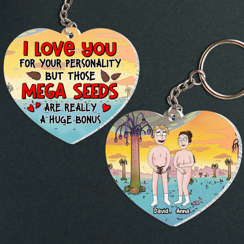 Personalized Funny Keychain for Him - Mega Seeds Design | Valentine's Day Gifts Keychains PopCulturePrints