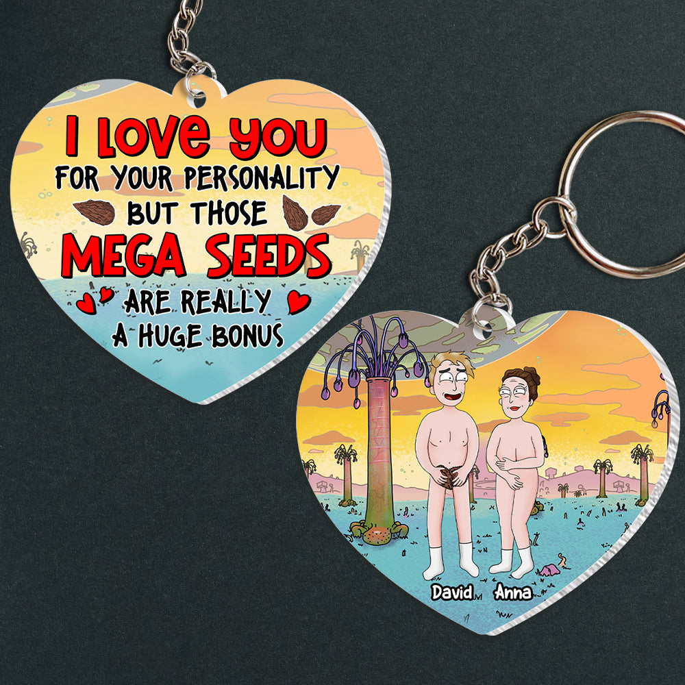 Personalized Funny Keychain for Him - Mega Seeds Design | Valentine's Day Gifts Keychains PopCulturePrints