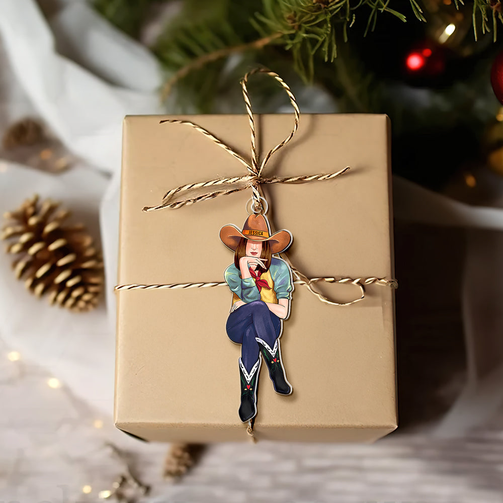 Custom Cowgirl Acrylic Ornament - Personalized Gift Ornament PopCulturePrints